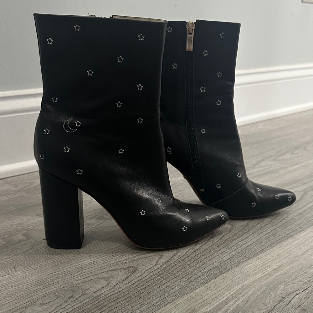 RAYE Black Star and Moon Heeled Boots